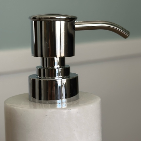 Genuine white alabaster marble stone soap lotion dispenser pump bathroom vanity - Picture 7 of 9